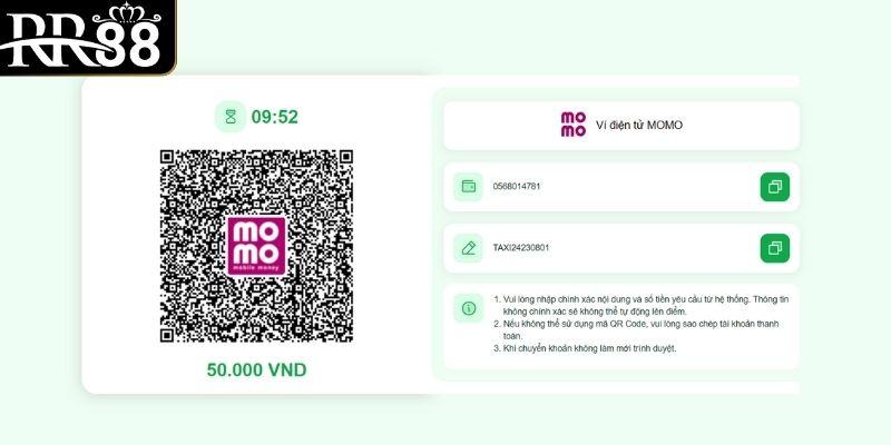 Nạp tiền RR88 an toàn, nhanh chóng hơn qua Momo, Viettel Pay